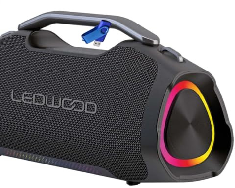 Ledwood Enceinte Bluetooth Portable Xtreme 220 65W RMS IPX5 LED RGB TWS Noir + Clé USB 32Go