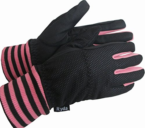 Ryda Childrens Lined Thermal Winter Horse Riding Gloves Windproof 3 Sizes New (Pink, Small)