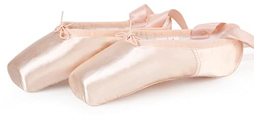 Spitzenschuhe Rosa Ballettschuhe Professionell Tanzschuhe mit Spitzenschoner und genähtes Band für Damen/Mädchen (Bitte wählen Sie eine Nummer größer) 37
