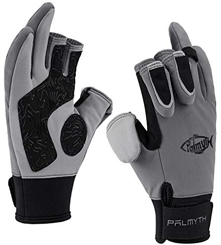 Palmyth Flexible Angelhandschuhe mit 3 Klappfingern, warm, wasserabweisend | 3 Klappfinger, Warmes Fleecefutter, Wasserabweisendes Softshell und Rutschfeste Handfläche Wintergeschenk für Angler.