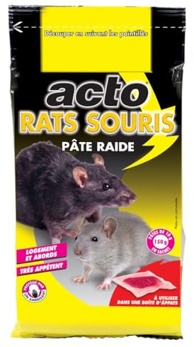 ACTO | PÂTE APPÂT Contre Les Rats Noirs, Rats d’égout et Souris. | Facile d'utilisation | PAT6