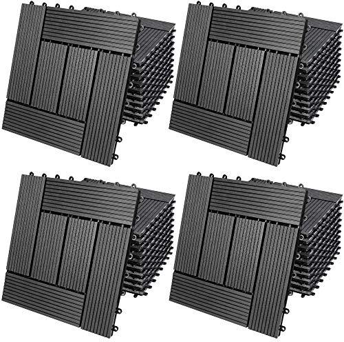 Piastrelle da giardino in WPC 4m² Mattonelle 30x30cm sauna patio terrazza esterno antracite