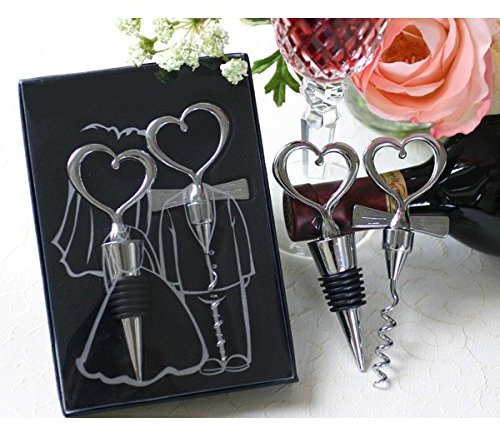 Set di 30 apribottiglie da vino con cuore – Tappo e cavatappi per regali di nozze per uomini e donne
