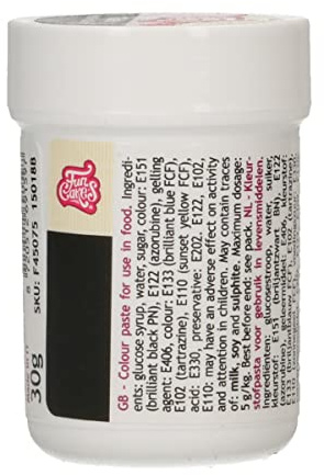 FunCakes Food Colour Paste Black; Concentrated Food Colouring Paste for Batter, Cream, Fondant, Marzipan, Dough, Modelling and Flower Paste. Halal and Kosher. 30 g