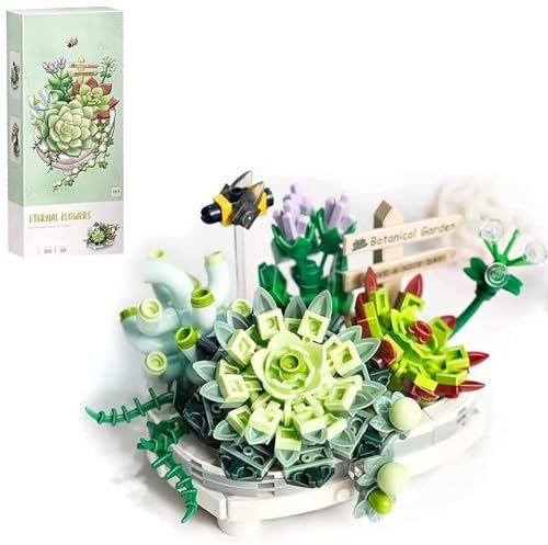 YILETKC Blumenstrauß Bausteine, 389 Teilige künstliche Blumen Bausatz, DIY Botanik Kollektion Deko Geschenk für Teenager und Erwachsene