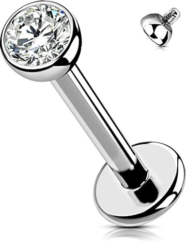 OUFER Body Piercing Lippenpiercing 16G 6 mm/8 mm/10 mm/12 mm Helix-Ohrringe Innengewinde Tragus-Ohrring Schmuck Güteklasse 23 Titan Helix Lippe Labret-Piercing