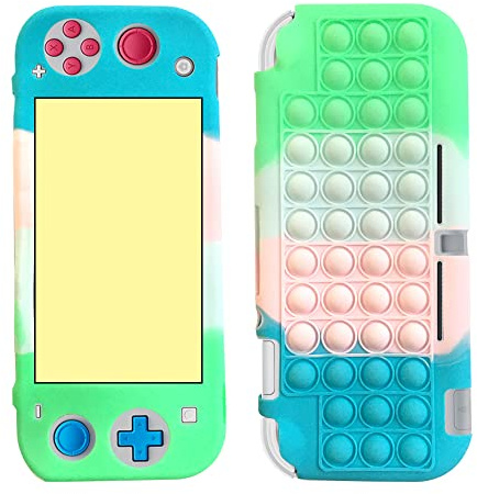 SDTEK Coque Compatible avec Nintendo Switch Lite, Étui en Bubble Silicone Souple Pop Fidget Case (Vert/Rose/Bleu)