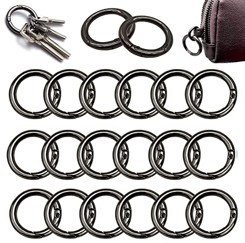XCSJ 20 Stück Runde Karabiner Schwarz Sehr Robust Zinklegierung Runde Karabiner Karabiner Ring Karabiner Rund Karabinerhaken Rund Für Schlüsselanhänger Tasche Schmuck Diy Handwerk Machen (25.00)