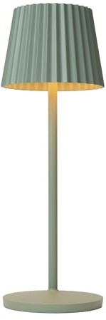 LUCIDE JUSTINE - wiederaufladbare Tischlampe Innen/Außen - Akku/Batterie - LED Dim. - 1x2W 2700K - IP54 - Mit kabelloser Ladestation - Grün