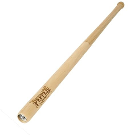 PROFINO Pepper Game - Molinillo de pimienta (71 cm, diseño de bate de béisbol, mecanismo de cerámica, madera de caucho, soporte de pared de acero inoxidable, gran molinillo de pimienta, madera