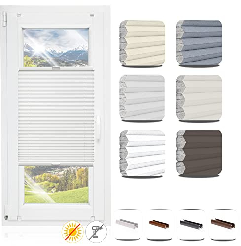 Wabenplissee ohne Bohren Plissee nach Maß Verdunkelung Thermoisolation Wabenjalousie Plissee Lichtschutz für Fenster Tür Höhe 50 bis 149