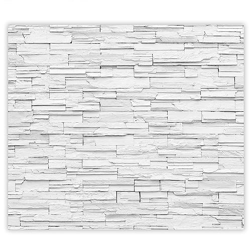 SMTDeco Protection plaque de cuisson, vitrocéramique, verre trempé, pour cuisinières électrique, à induction,planche à découper 60x52 cm monobloc motif pierre de granit blanc