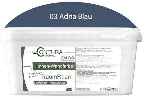 Contura Caldo 2,5 Liter Wandfarbe 35 Farben Deckenfarbe Contura Hohe Profi Deckkraft Klasse 1 (03 Adria Blau)