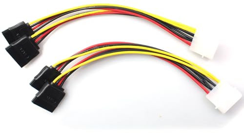 FDXGYH 2 cables adaptadores divisores de alimentación de 4 pines macho IDE Molex a 15 pines hembra Dual SATA disco duro cable de extensión de alimentación (19 cm)