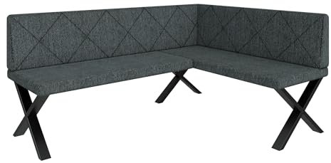 FURNISTAR Eckbank Akiko Metal X - Eckbankgruppe für Ihrem Esszimmer, Küche modern, Sitzecke, Essecke. Perfekt für Küche, Büro und Rezeption. Solide und Starke Verarbeitung. (168x128-Rechts-Inari96)
