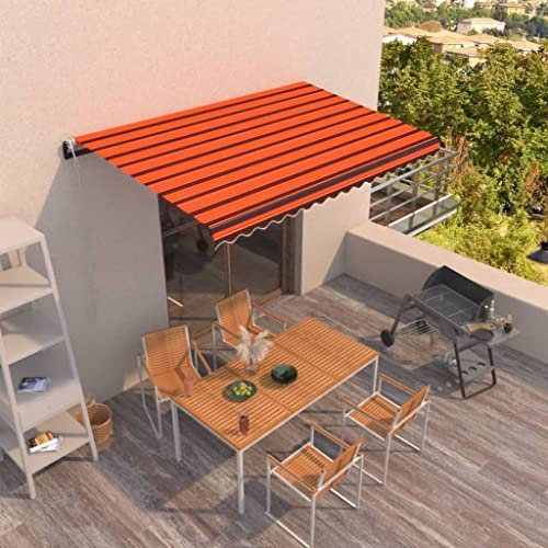 Balkon überdachung Türüberdachung Regenschutz Balkon Gelenkarmmarkise Automatisch 400x350 cm Orange und BraunGeeignet für Haustür,Balkon, Pavillion