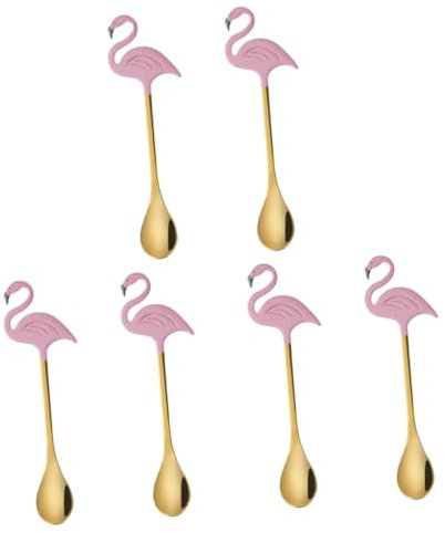 Alipis 6 Stk Flamingo-rührlöffel Servierlöffel Aus Metall Servierlöffel Für Das Abendessen Kaffeelöffel Aus Metall Puddinglöffel Eis Rostfreier Stahl Langen Griff Edelstahl 304 Kind