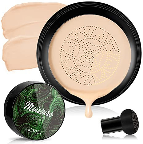 CC Cream Air Cushion Foundation Foundation Corrector Nude Makeup Champiñón Cojín de Aire BB Cream Crema Hidratante Corrector Base de Maquillaje, Tono de Piel Uniforme para Todos los tipos de Piel