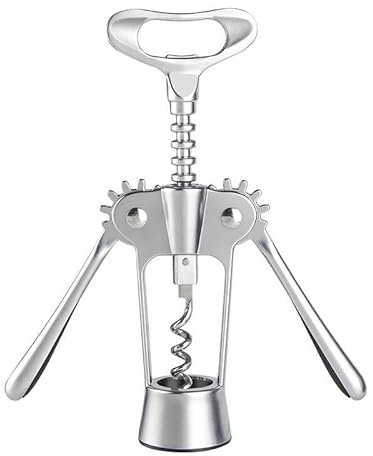 Tire bouchon,Tire-bouchon à Levier Vertical,Tire-Bouchon Pour Retirer Bouchons et Capsules,Ouvre Bouteille de Vin en Alliage de Zinc de Qualité Supérieure avec Décapsuleur Multifonction (Argent)