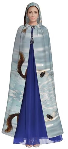 GaxfjRu Wasserski, Fuchs, Eichhörnchen, HD-Druck, Umhang, Kostüm, Halloween, Cosplay und mehr, einzigartiger Kapuzenumhang. Vielseitiges Kostüm