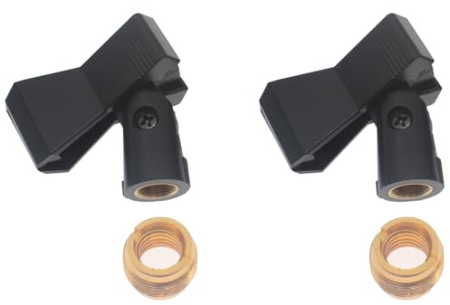 OZXNO 2 x Mikrofonclip für Mikrofonständer, Universal-Mikrofon-Clip-Halter, verstellbare kabellose Mikrofon-Clips für Ständer mit 5/8-Zoll-Stecker auf 3/8-Zoll-Buchse