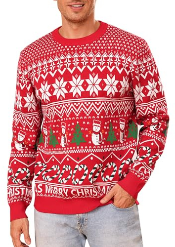 Gyabnw Maglione Natalizio Uomo Girocollo Maglioni Natalizi Donna Uomo Coppia Maglieria Lavorato Natalizi Renna Fiocco di Neve Inverno