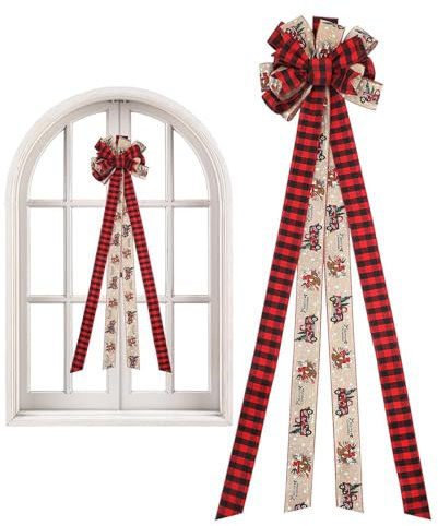 Dekorative Weihnachtsbaumschleife - Dekorative Weihnachtsbaumschleife, Weihnachtsbaumschmuck 55x12 Zoll mit Bändern | Schleife mit Weihnachtskranz - Baumspitze von n