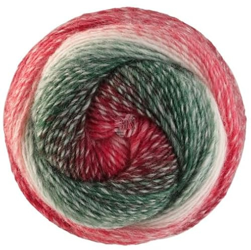 LANA GROSSA Christmas Edition Lurex | Dochtgarn mit Farbverlauf in weihnachtlichen Farben | Handstrickgarn aus 60% Schurwolle & 40% Polyacryl | 100g Wolle zum Stricken & Häkeln | 350m Garn FB 114