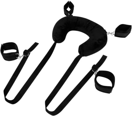 EIS, Verstellbare BDSM Fesseln, Nackenkissen mit Integrierten Hand- und Fußfesseln, Weiches Plüschmaterial, Samtiger Bezug, Karabinerhaken und D-Ringe für maximale Flexibilität und Komfort