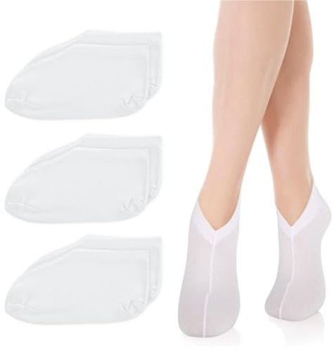Feuchtigkeitsspendende Behandlungssocken aus Baumwolle, 3 Paar, Weiß, für Fußpflege und Fersenpflege