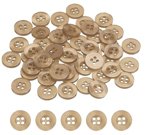 QUARKZMAN 50 Stück 11,5mm Harz Knöpfe zum Annähen, 4 Löch Runde Ersatz Nähknöpfe für Strickjacke DIY Handwerk Dekorieren Mantel Kleidung Hemden Dekoration Herrenanzug (Braun)