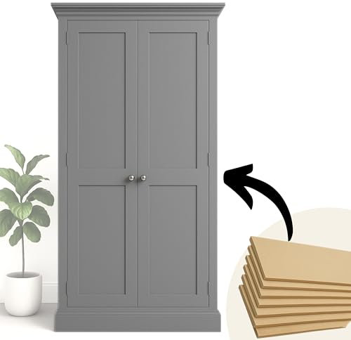 Sterzeal 15 MDF Slats Wardrobe & Kitchen Shaker Wall Panelling Kit (10x 100cm + 5x 50cm) Paintable Wood Panels – Moisture-Resistant HDF – DIY Furniture & Cabinet Makeover Strips 3D Wall Panels