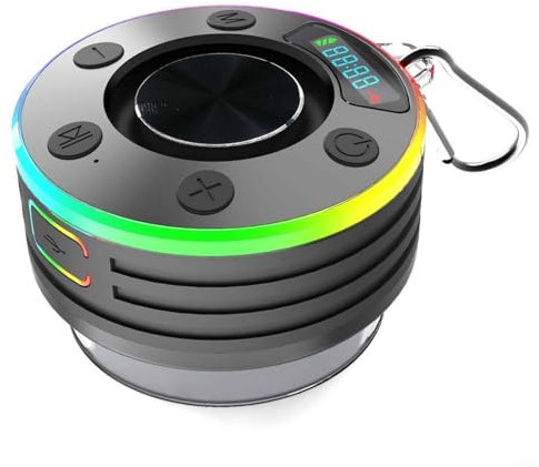 CWOQOCW Radio de ducha 5.3 con ventosa, altavoz de ducha resistente al agua, radio FM resistente al agua, altavoz impermeable IPX7, reloj, sonido HD de 360° para baño (azul)