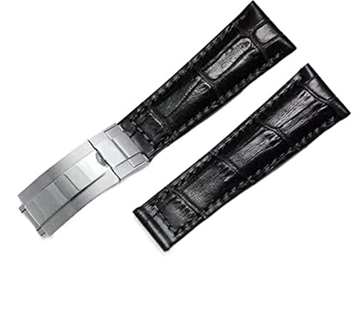 KXQYIKYI Echtes Lederband für Rolex Wasser Ghost Daytona Yacht Logype Grüne Lederarmband 20mm Schmetterling Schnallen Sie Watch Band