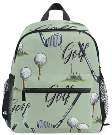 RPLIFE Golfklubbar småbarn flicka ryggsäck med namnskylt, reseryggsäck, 3-8 år, Golfklubbor, Medium, Söta ryggsäckar