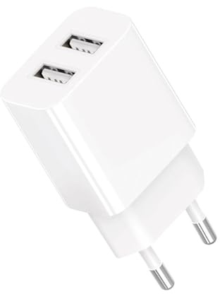 Leloco 2-Port USB Ladeadapter EU Stecker 5V/2A, Schnellladegerät für Smartphones, Tablets, MP3/MP4 Player, E-Reader, kompatibel mit europäischen Steckdosen