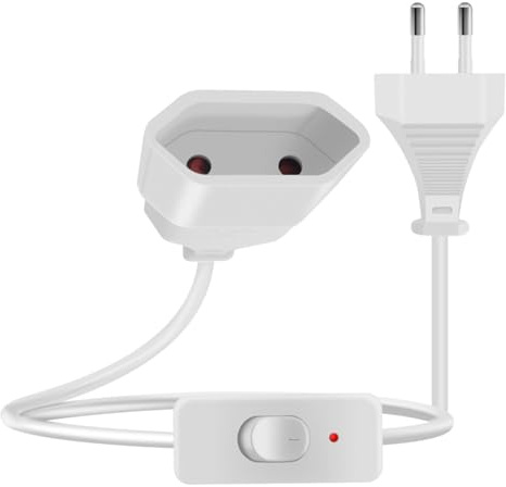 YINGAYOU Eurostecker Verlängerung mit Schalter 2,5 A 250 V Verlängerungskabel Eurostecker mit Schalter Euro Verlängerungskabel Kurz, für Haushaltsgeräte Computer TV Monitor (Weiß, 1 m)