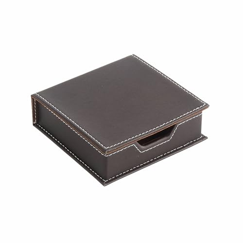 Soporte de cuero para notas adhesivas, dispensador de notas, organizador para escritorio, hogar, oficina, libros, cuaderno (marrón)