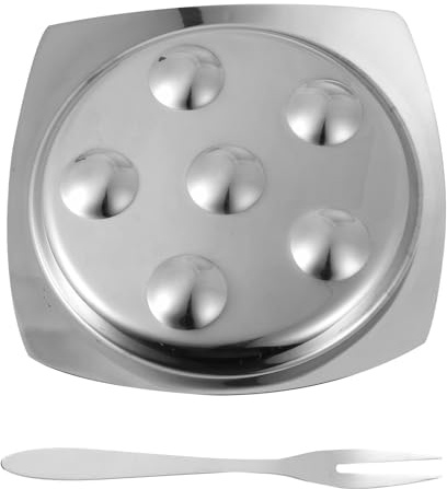 Lurrose Set de Assiette Escargot Acier Inoxydable avec Fourchette Plat de Service Compact et Résistant Rouille pour Escargots Fruits de Mer et Apéritifs Usage Domestique et Restaurant