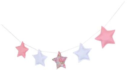 NOLITOY Ghirlanda Di Stelle Rosa e Bianco in Stoffa, Decorazioni a Forma Di Stella Per Cameretta Bambini, Corda Appesa 5 Stelle Per Festeggiamenti e Atmosfera Calda