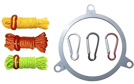 Winddichter Seilring für Kaminofen | Tragbares Zubehör leicht aus Edelstahl | mit Seil für Kamin – für Camping, Park, Garten, Terrasse, Feuer