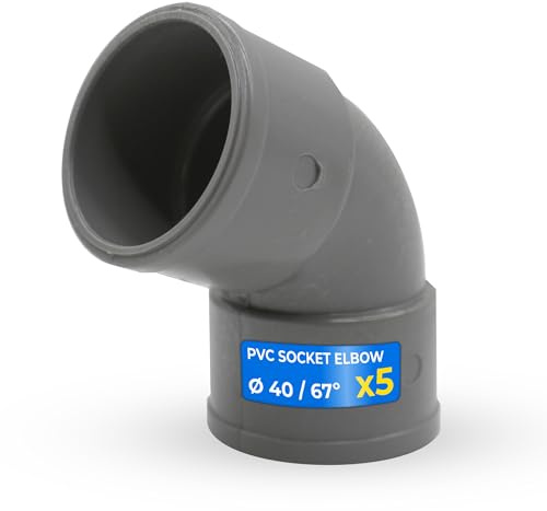 DOJA Barcelona Coude PVC D'évacuation - Ø 40mm - Pack 5 - Coude 67° Femelle - Femelle Installation Facile - Raccord D'évacuation - Élimine Risque de Fuites - Disponible en Plusieurs Tailles