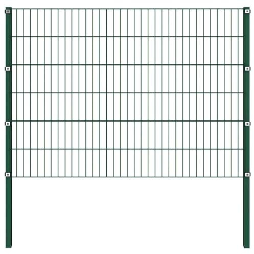 Solivagant Panneau de clôture avec poteaux en Fer 694,5 x 120 cm Vert,(60.28 KG)