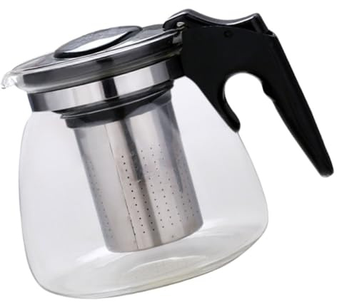 Cabilock Tetera con Infusor Extraíble de Acero Inoxidable, Jarra de Vidrio Resistente al Calor de 950 Ml, Colador para Té de Hojas Sueltas, Jarra para Té Helado y Bebidas Calientes para