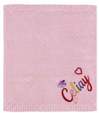 CGFN Personalisierte Babydecke mit 3D Namen Bestickt Baumwolle 100x80cm | Reine atmungsaktive Baumwolle, Handgenähte Applikationen, Geschenk zur Geburt & Taufe