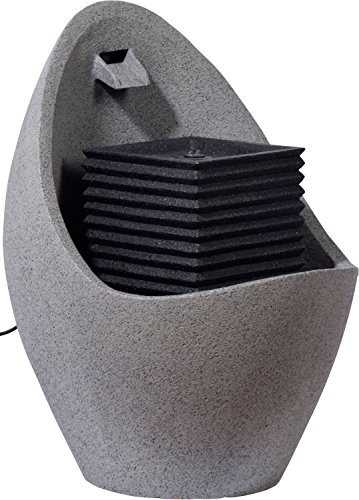dobar® Design Gartenbrunnen Minerva Groß | Terrassenbrunnen mit LED-Beleuchtung | Wasserfall aus Polyresin | Springbrunnen Outdoor | Dekorativer Zierbrunnen | 49,5 x 49,5 x 66,5 cm