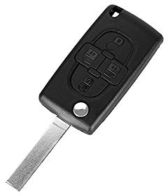 Schlüssel für Peugeot 807 1007 Citroen C8 FIAT Ulysse | 4 Tasten | Modell ohne Batterie Schlitz | Fernbedienung Autoschlüssel