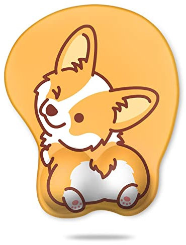 HAOCOO Wrist Rest, Cute Mouse Pad, Ergonomic Mouse Pad with Wrist Support,Non-Slip Base Corgi Butt Wrist Rest, Rest Easy-Typing for Gaming Office Computer Laptop Present(Yellow Cute Corgi)