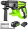 Greenworks GD24SDS2K4 Akku Bohrhammer SDS mit bürstenlosem Motor, 0-1000 U/min, 0-4500ipm, 2 Joule Schlagstärke PLUS 24V 4Ah Akku & Ladegerät, 3 Jahre Garantie