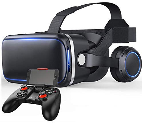JCSW Realtà Virtuale, VR Occhiali 3D Compatibile con Tutti Gli Smartphone da 4,7 a 6,5 Pollici, Lente Regolabile e Comoda Cinghia per Film e Giochi 3D, Samsung, Huawei,LG,Sony,Xiaomi,iPhone, O003XB